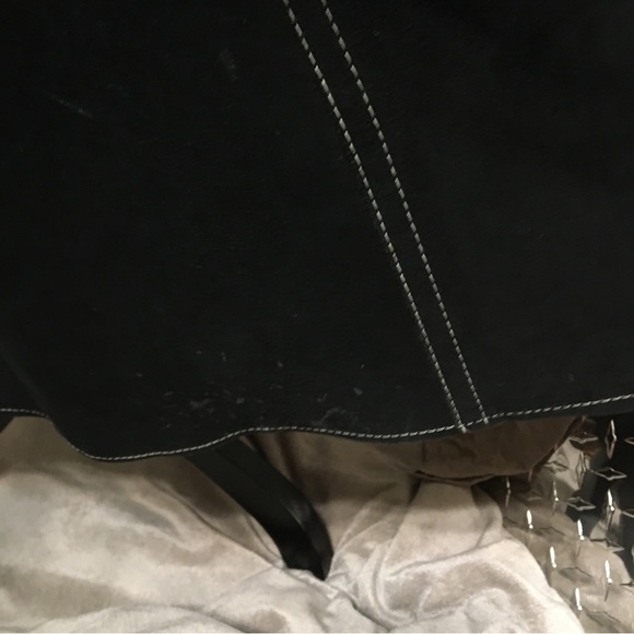 Vintage black suede trench coat white stitching. Historic Sears Roebuck & USA Co - Picture 10 of 16